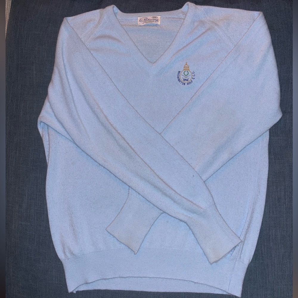 Light Blue V-Neck Golf Sweater